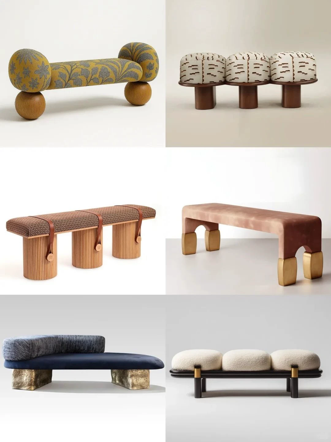 Collection of six bench and ottoman designs