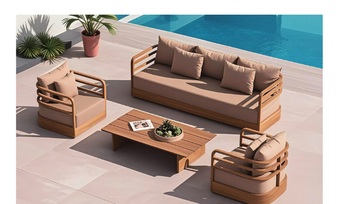Sectional sofa with fire pit